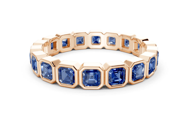 Elysees Asscher Cut Sapphire Gemstone Eternity Band 4 Carat Total Wt. - Ring Premier