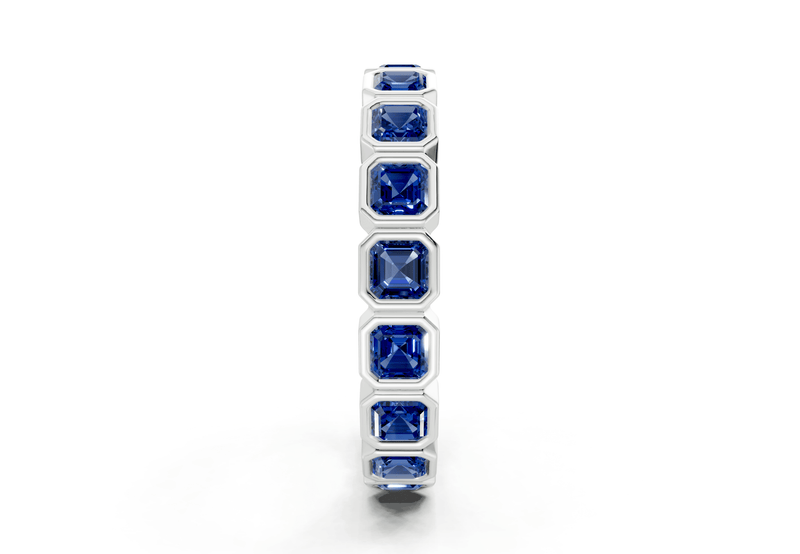Elysees Asscher Cut Sapphire Gemstone Eternity Band 6½ Carat Total Wt. - Ring Premier