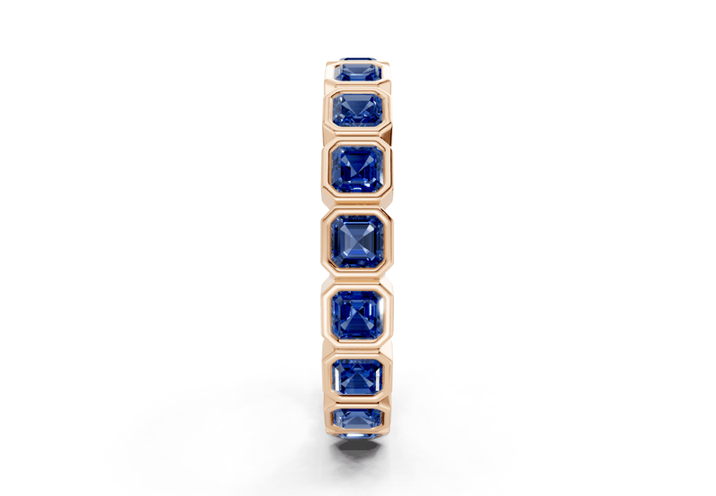 Elysees Asscher Cut Sapphire Gemstone Eternity Band 6½ Carat Total Wt. - Ring Premier