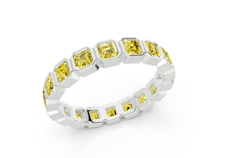 Elysees Asscher Cut Yellow Diamond Eternity Band 4 Carat Total Wt. - Ring Premier