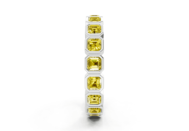 Elysees Asscher Cut Yellow Diamond Eternity Band 4 Carat Total Wt. - Ring Premier