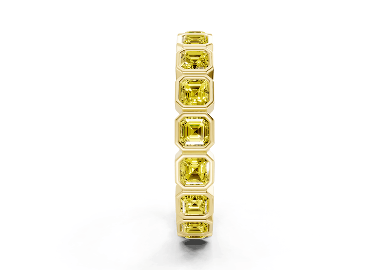 Elysees Asscher Cut Yellow Diamond Eternity Band 4 Carat Total Wt. - Ring Premier