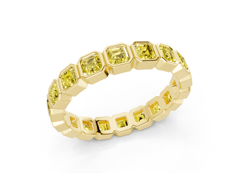 Elysees Asscher Cut Yellow Diamond Eternity Band 6½ Carat Total Wt. - Ring Premier