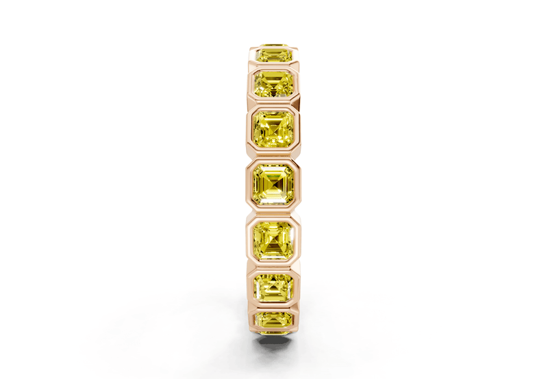 Elysees Asscher Cut Yellow Diamond Eternity Band 6½ Carat Total Wt. - Ring Premier