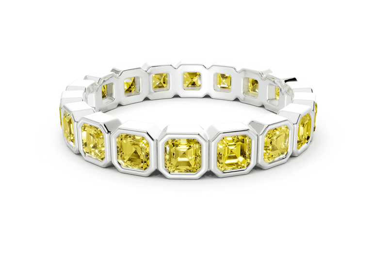 Elysees Asscher Cut Yellow Diamond Eternity Band 6½ Carat Total Wt. - Ring Premier