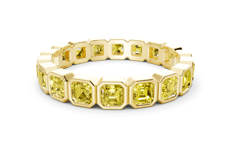 Elysees Asscher Cut Yellow Diamond Eternity Band 6½ Carat Total Wt.