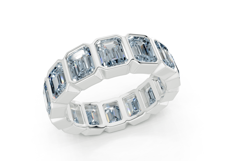Elysees Emerald Cut Blue Diamond Eternity Band 4½ Carat Total Wt. - Ring Premier