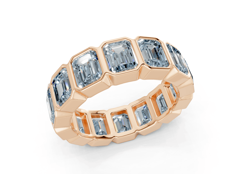 Elysees Emerald Cut Blue Diamond Eternity Band 6½ Carat Total Wt. - Ring Premier
