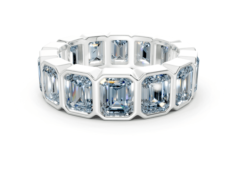 Elysees Emerald Cut Blue Diamond Eternity Band 6½ Carat Total Wt. - Ring Premier