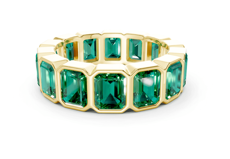Elysees Emerald Cut Emerald Gemstone Eternity Band 4½ Carat Total Wt.