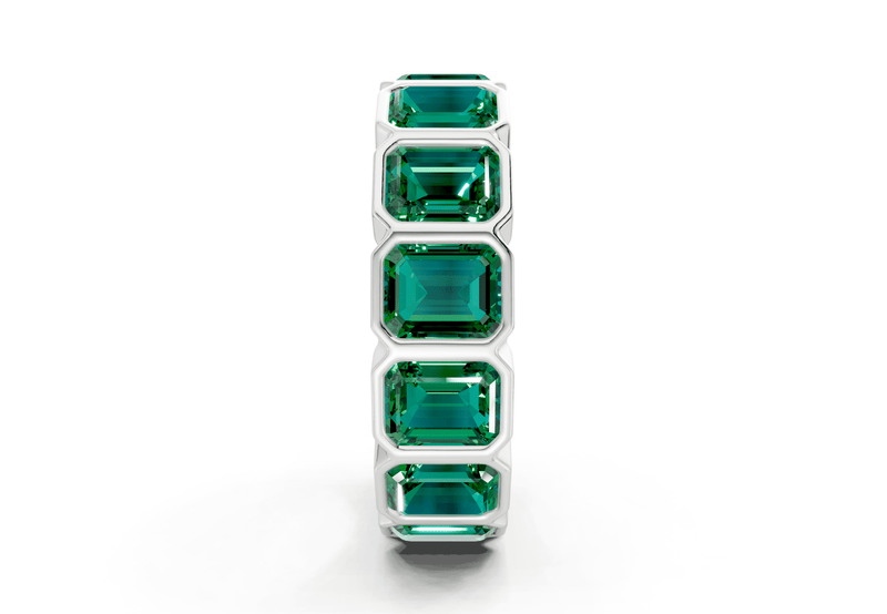 Elysees Emerald Cut Emerald Gemstone Eternity Band 6½ Carat Total Wt. - Ring Premier