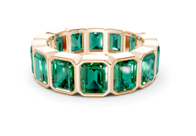 Elysees Emerald Cut Emerald Gemstone Eternity Band 6½ Carat Total Wt. - Ring Premier