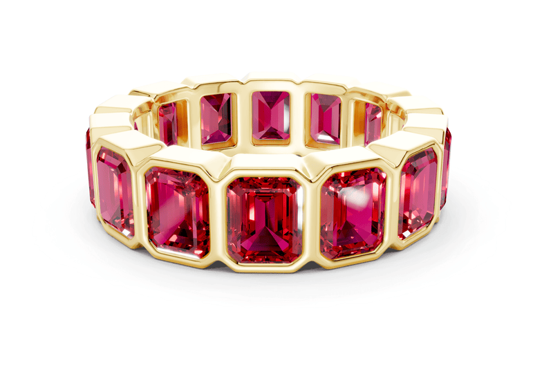 Elysees Emerald Cut Ruby Gemstone Eternity Band 4½ Carat Total Wt.