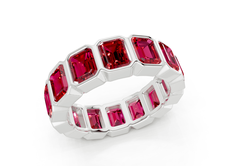 Elysees Emerald Cut Ruby Gemstone Eternity Band 6½ Carat Total Wt. - Ring Premier