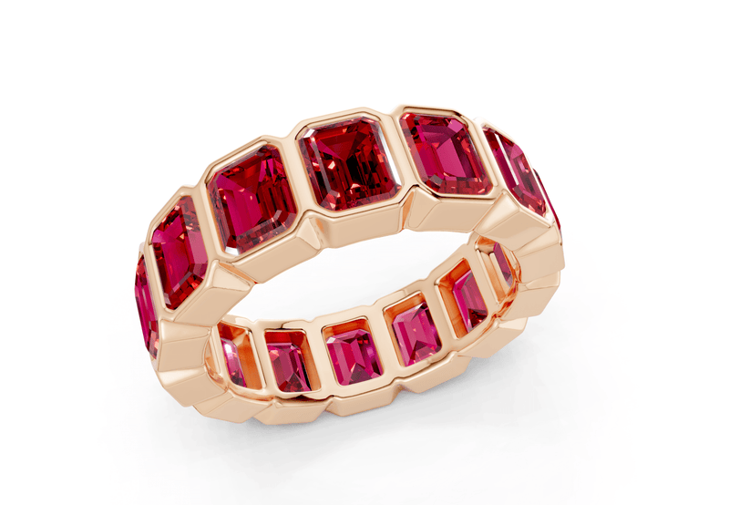Elysees Emerald Cut Ruby Gemstone Eternity Band 6½ Carat Total Wt. - Ring Premier