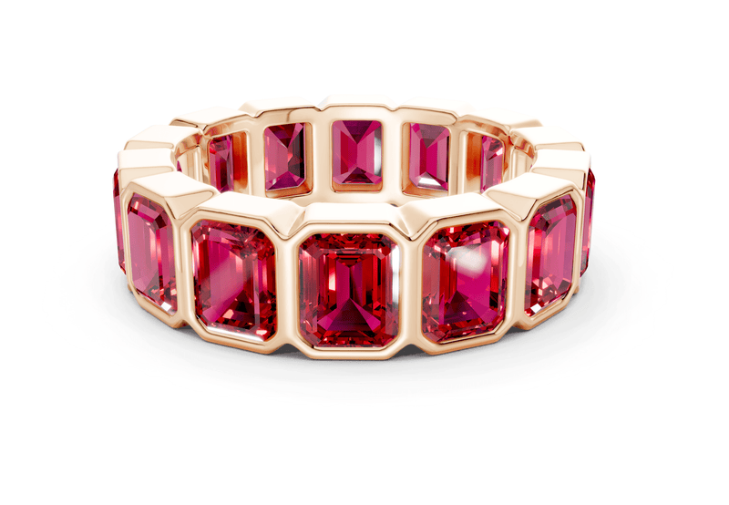 Elysees Emerald Cut Ruby Gemstone Eternity Band 6½ Carat Total Wt. - Ring Premier