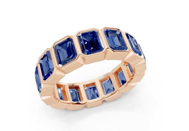 Elysees Emerald Cut Sapphire Gemstone Eternity Band 4½ Carat Total Wt. - Ring Premier