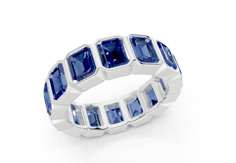 Elysees Emerald Cut Sapphire Gemstone Eternity Band 4½ Carat Total Wt. - Ring Premier