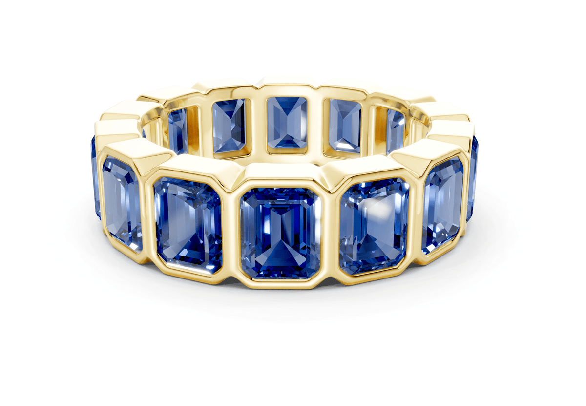 Elysees Emerald Cut Sapphire Gemstone Eternity Band 6½ Carat Total Wt.