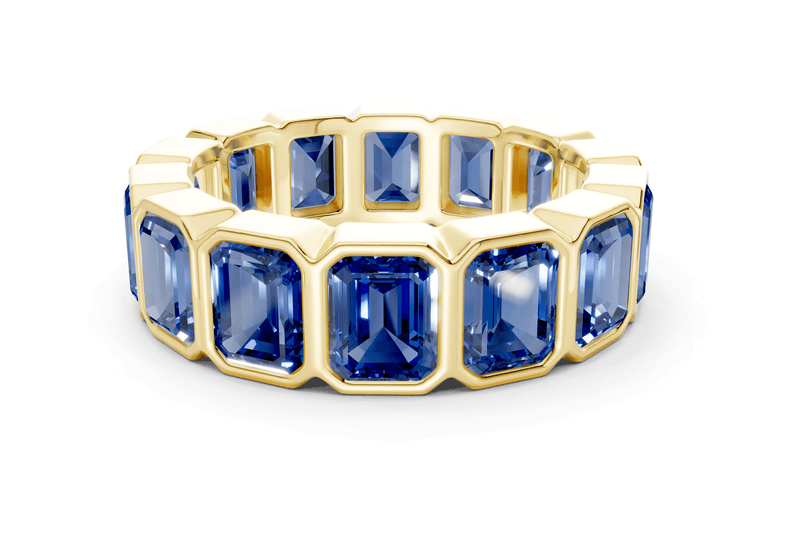 Elysees Emerald Cut Sapphire Gemstone Eternity Band 6½ Carat Total Wt.