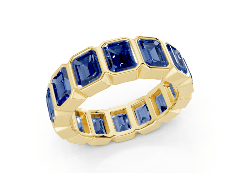 Elysees Emerald Cut Sapphire Gemstone Eternity Band 6½ Carat Total Wt. - Ring Premier