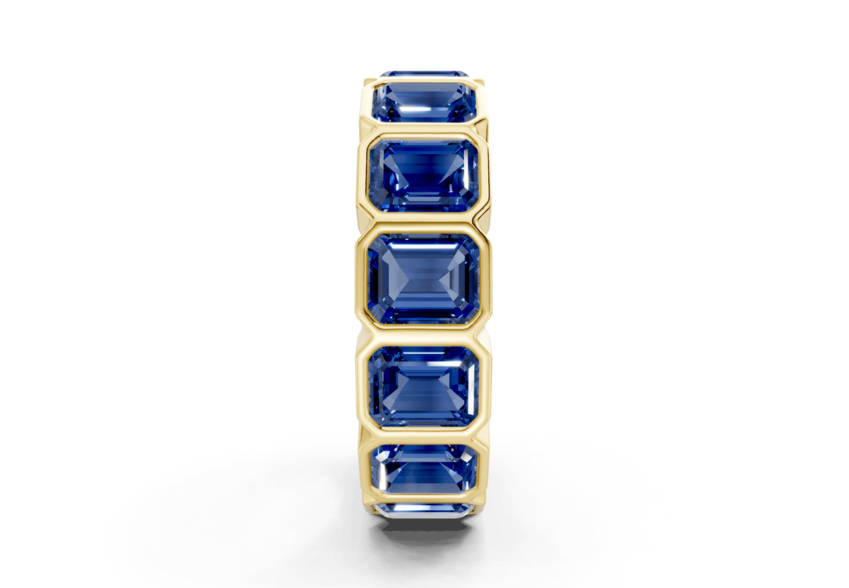 Elysees Emerald Cut Sapphire Gemstone Eternity Band 6½ Carat Total Wt.