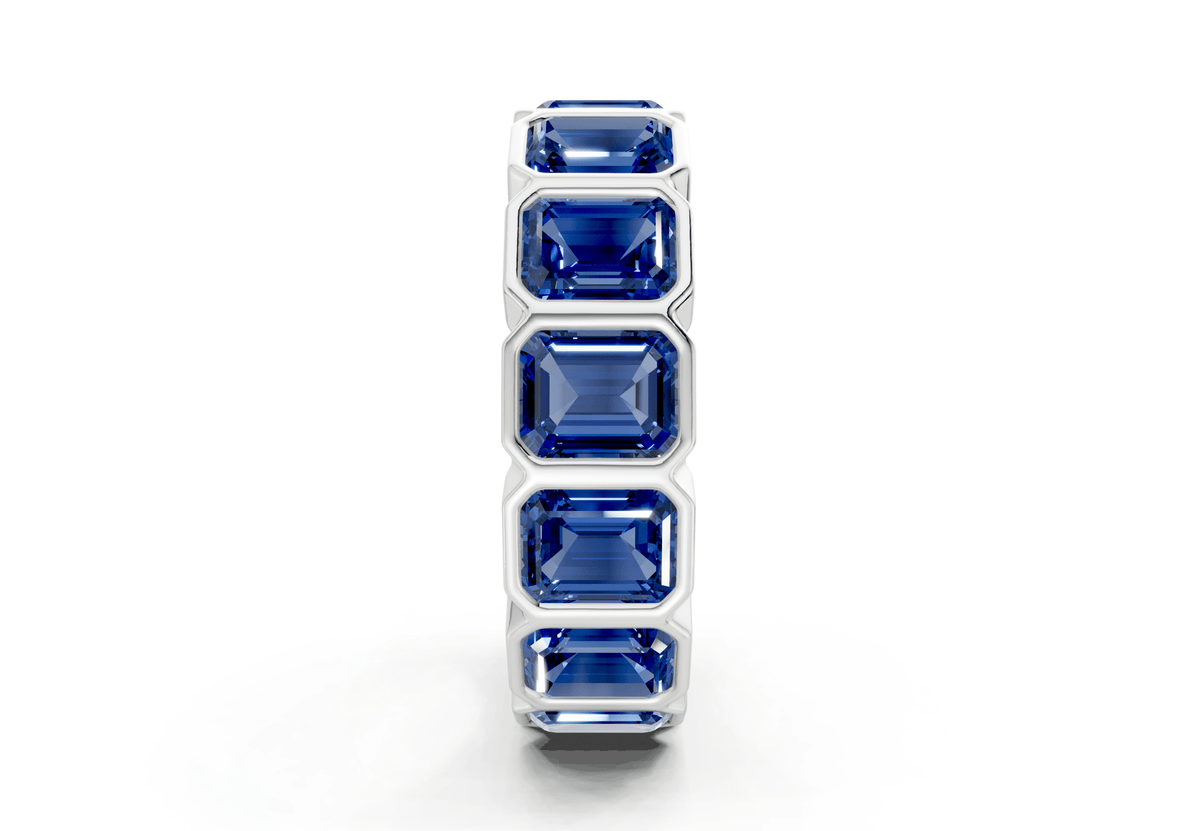 Elysees Emerald Cut Sapphire Gemstone Eternity Band 6½ Carat Total Wt.
