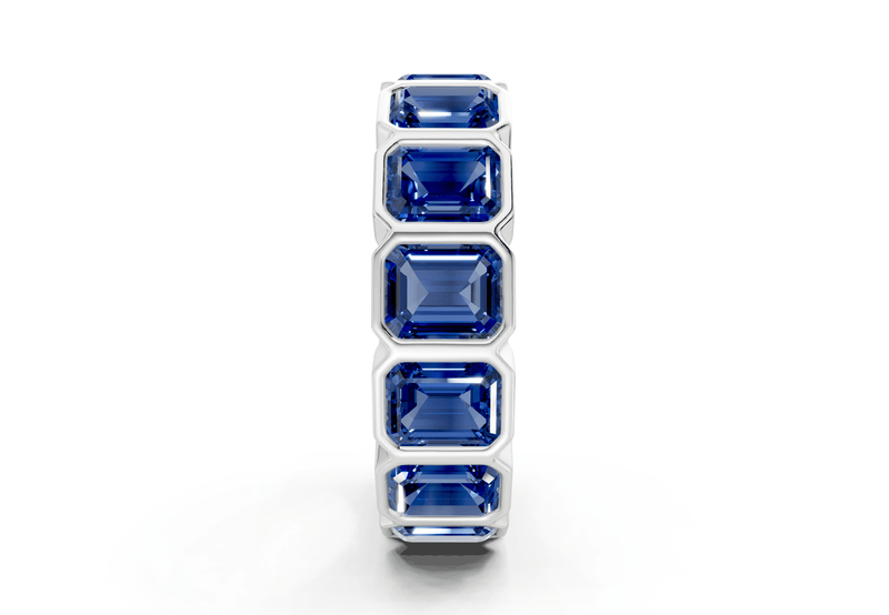 Elysees Emerald Cut Sapphire Gemstone Eternity Band 6½ Carat Total Wt. - Ring Premier