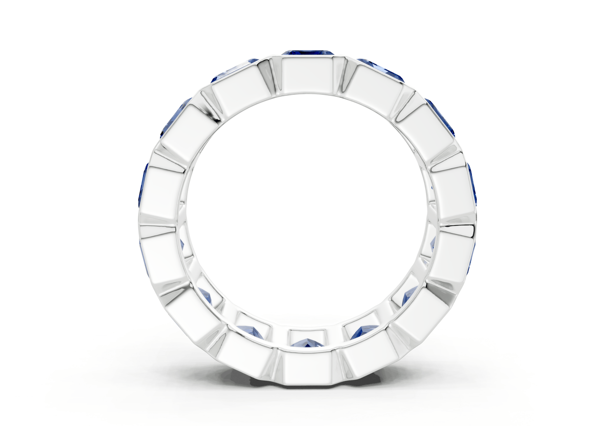 Elysees Emerald Cut Sapphire Gemstone Eternity Band 6½ Carat Total Wt.