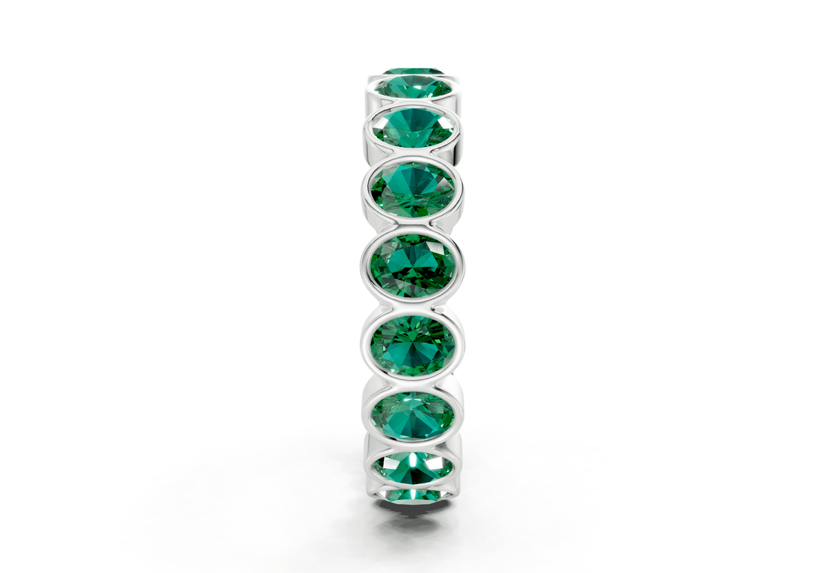 Elysees Oval Cut Emerald Gemstone Eternity Band 4½ Carat Total Wt.