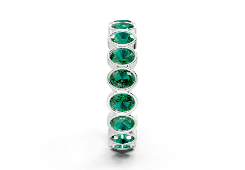 Elysees Oval Cut Emerald Gemstone Eternity Band 4½ Carat Total Wt. - Ring Premier