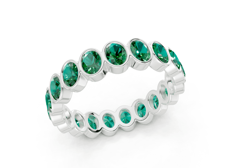 Elysees Oval Cut Emerald Gemstone Eternity Band 5 Carat Total Wt. - Ring Premier