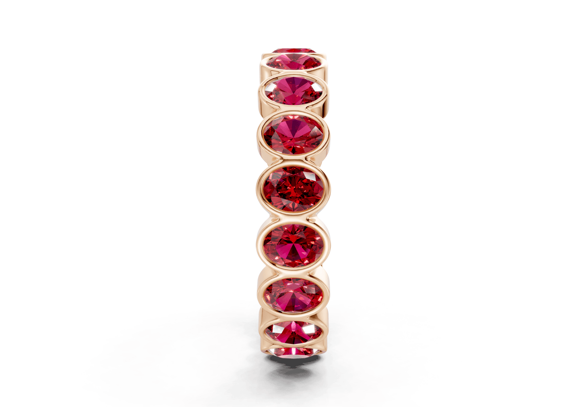 Elysees Oval Cut Ruby Gemstone Eternity Band 4½ Carat Total Wt.