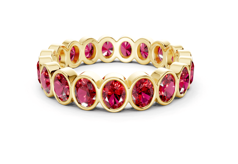 Elysees Oval Cut Ruby Gemstone Eternity Band 4½ Carat Total Wt.