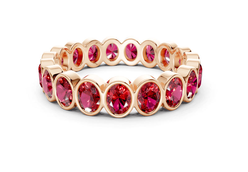 Elysees Oval Cut Ruby Gemstone Eternity Band 5 Carat Total Wt. - Ring Premier