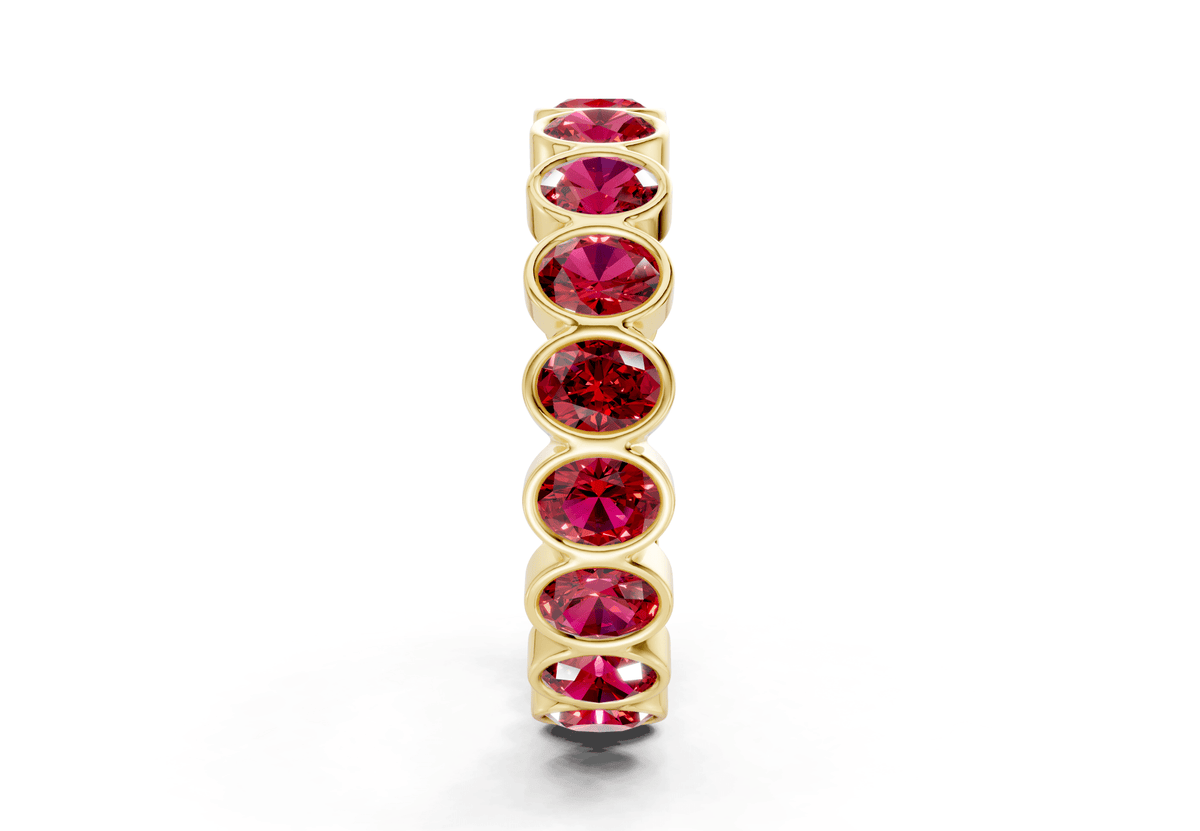 Elysees Oval Cut Ruby Gemstone Eternity Band 5 Carat Total Wt.