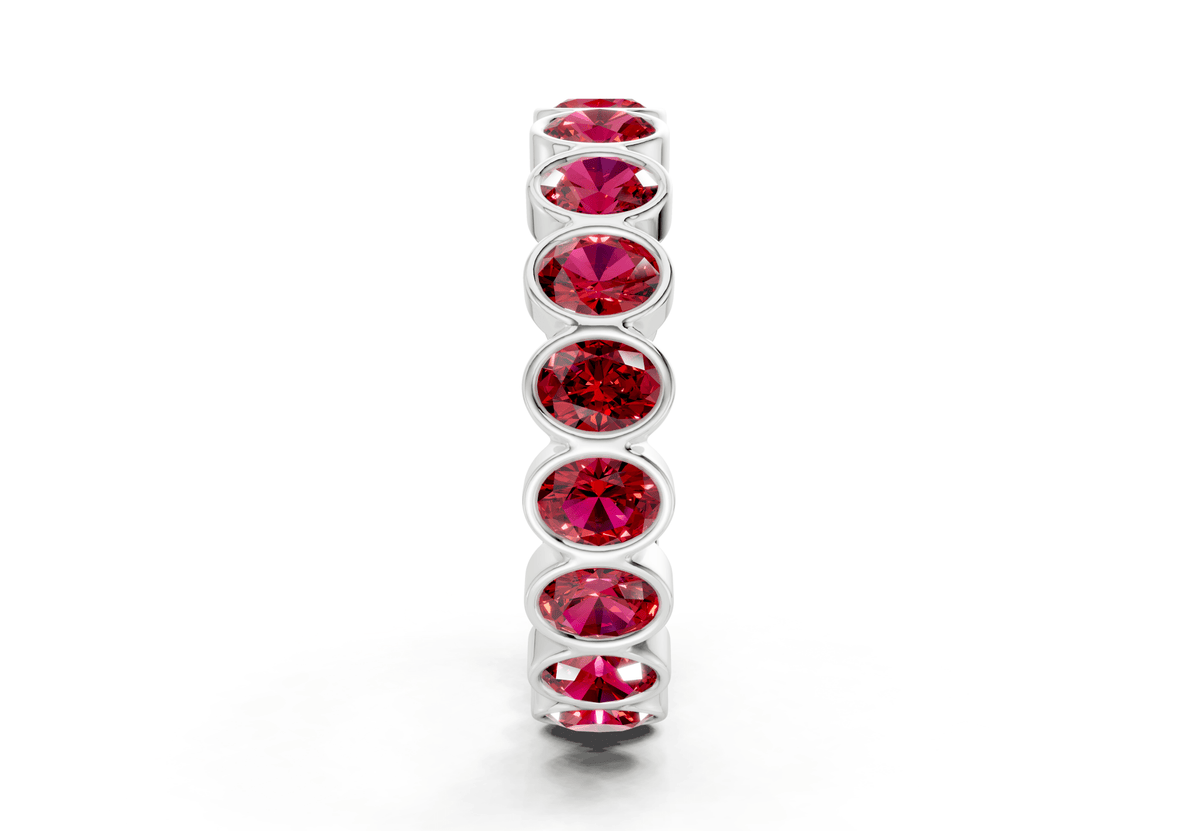 Elysees Oval Cut Ruby Gemstone Eternity Band 5 Carat Total Wt.