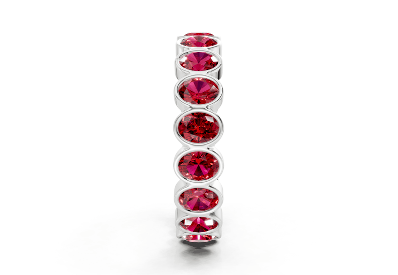 Elysees Oval Cut Ruby Gemstone Eternity Band 5 Carat Total Wt. - Ring Premier