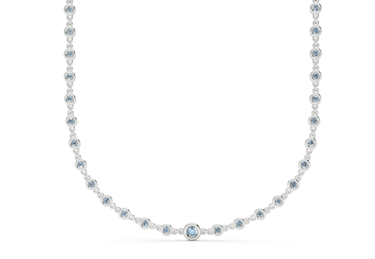 Eternal Blue Diamond Stationed Necklace 2 Carat Total Wt.
