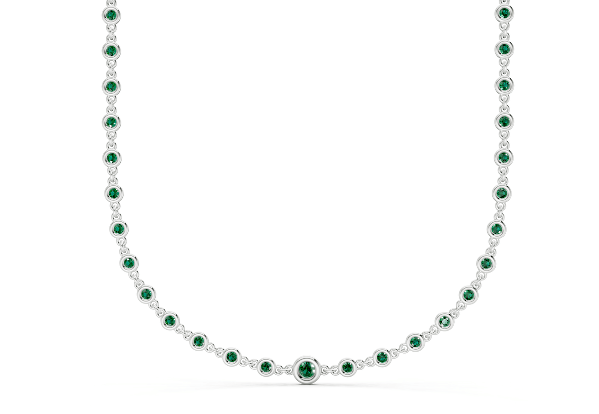 Eternal Emerald Gemstone Stationed Necklace 2 Carat Total Wt.