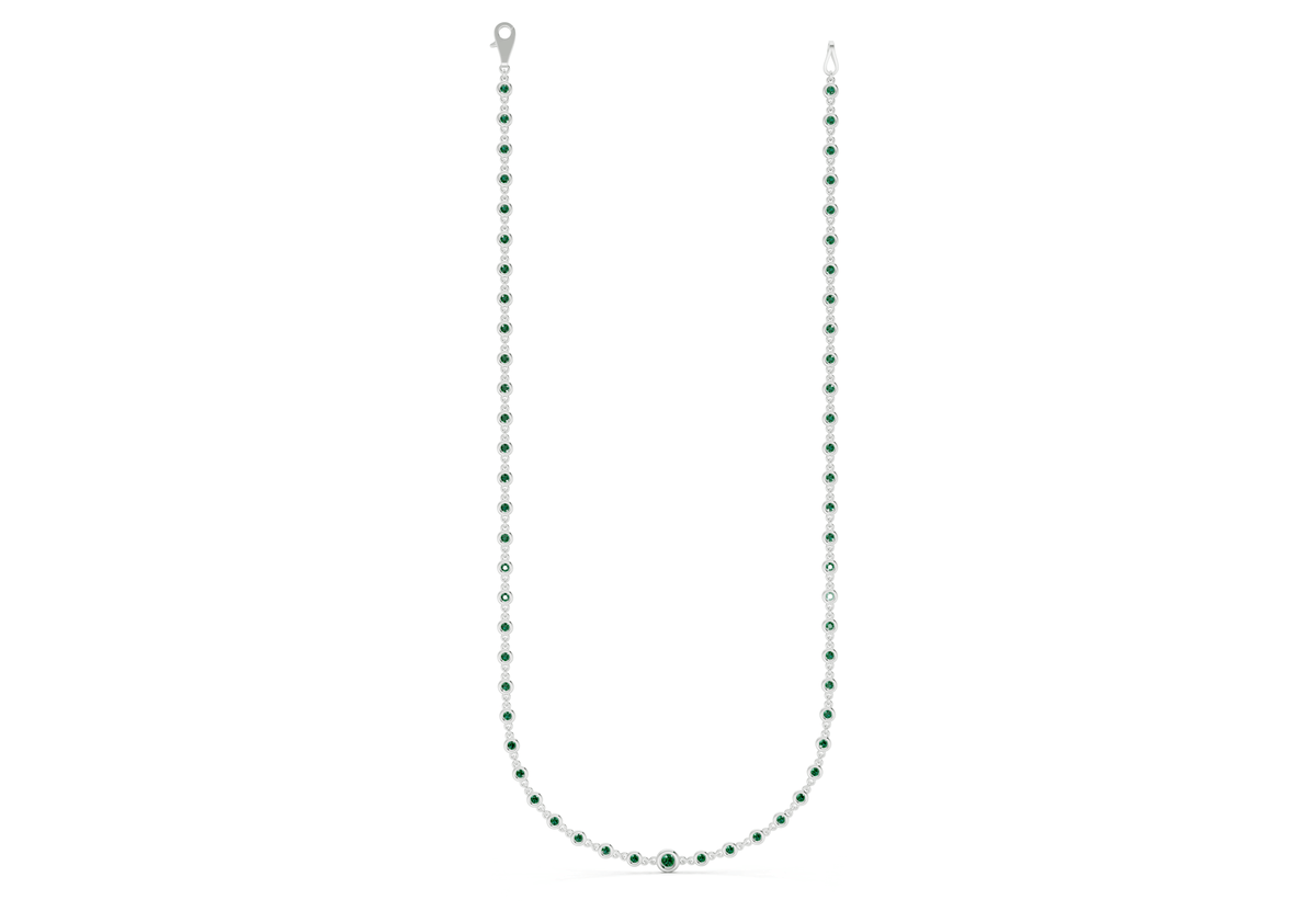 Eternal Emerald Gemstone Stationed Necklace 2 Carat Total Wt.