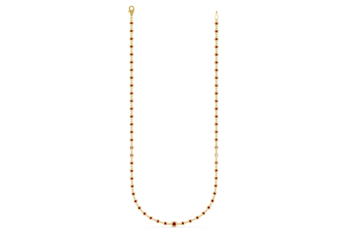 Eternal Ruby Gemstone Stationed Necklace 2 Carat Total Wt.