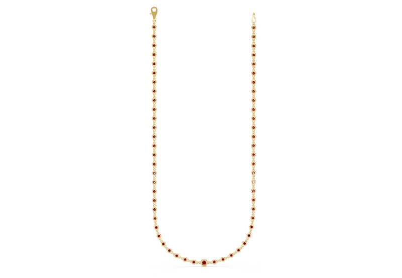 Eternal Ruby Gemstone Stationed Necklace 2 Carat Total Wt.