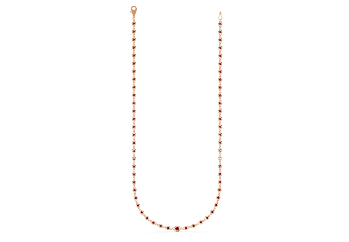Eternal Ruby Gemstone Stationed Necklace 2 Carat Total Wt.