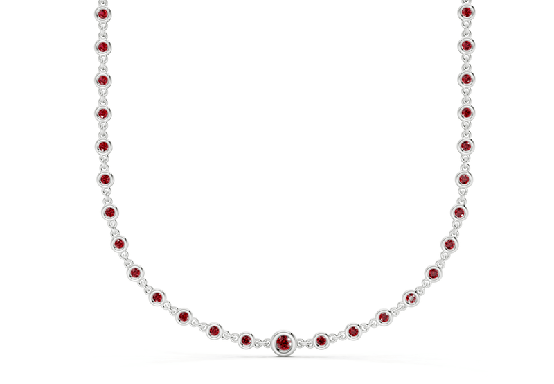 Eternal Ruby Gemstone Stationed Necklace 2 Carat Total Wt. - Ring Premier