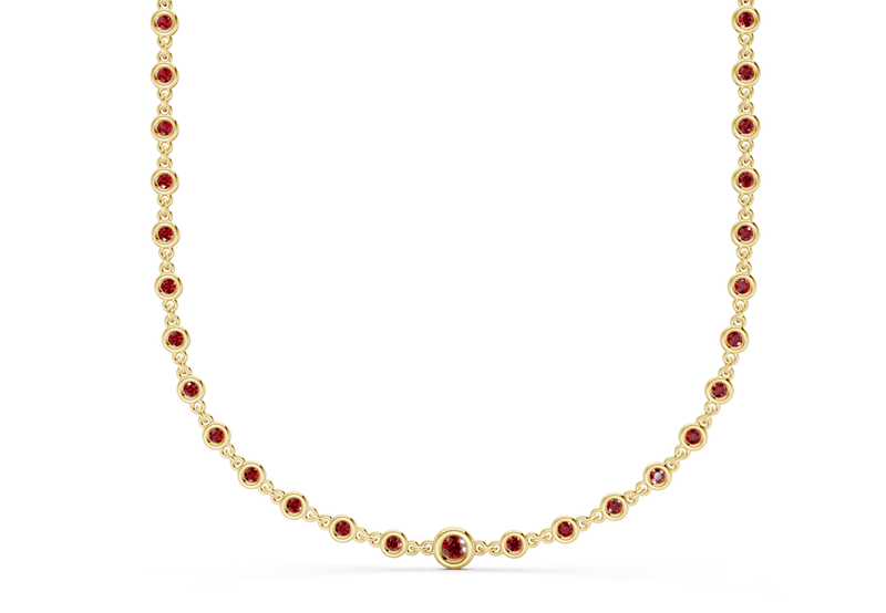Eternal Ruby Gemstone Stationed Necklace 2 Carat Total Wt.