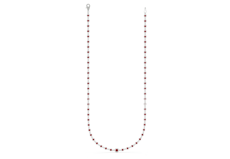 Eternal Ruby Gemstone Stationed Necklace 2 Carat Total Wt. - Ring Premier