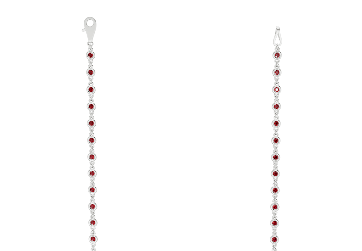 Eternal Ruby Gemstone Stationed Necklace 2 Carat Total Wt.
