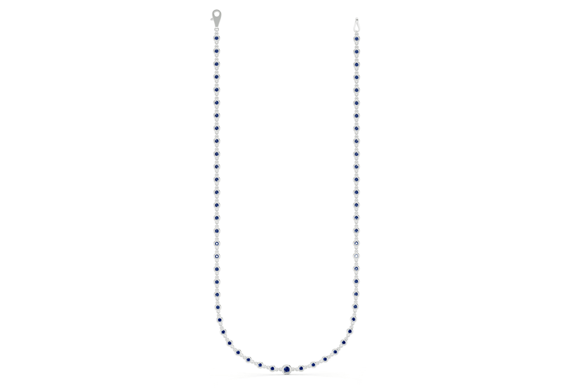 Eternal Sapphire Gemstone Stationed Necklace 2 Carat Total Wt. - Ring Premier