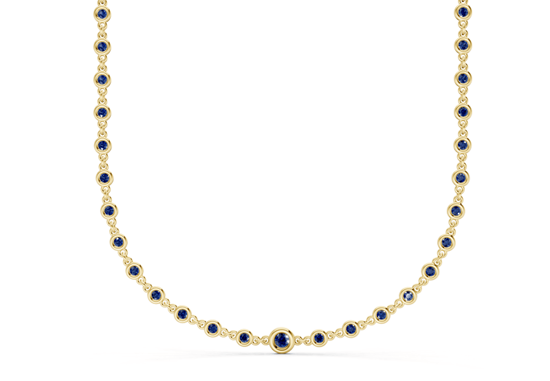Eternal Sapphire Gemstone Stationed Necklace 2 Carat Total Wt. - Ring Premier
